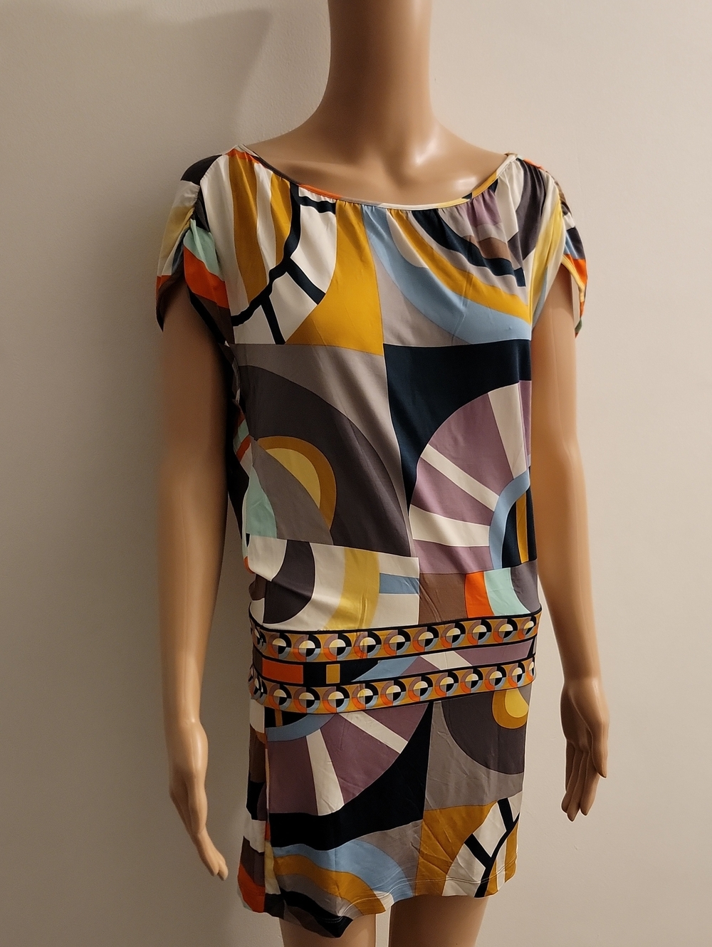 BCBGMaxAzria Multicolor Geometric Print Mini Dress
